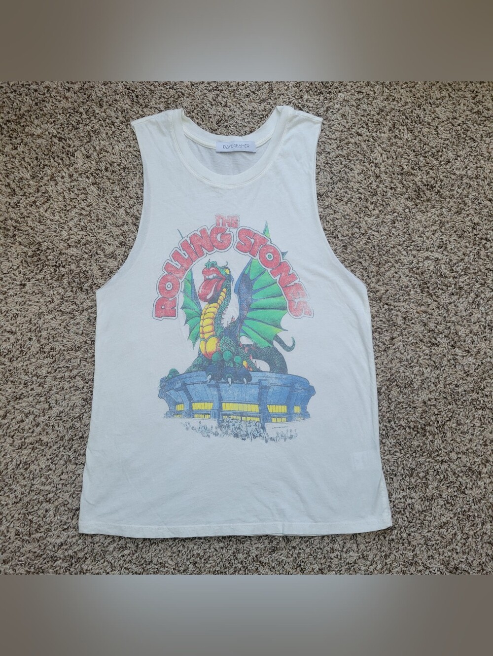 Daydreamer Shirt Tank Top Rolling Stones 1981 Tour Dragon Concert Band White XS